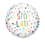 Standard EU Confetti Birthday Sto Lat Foil Balloon S40 Packaged 43 cm