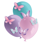 6 Latex Balloons Flutter Garden 11" with Paper Cutouts