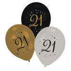 6 Latex Balloons 21 Starlight Birthday 27.5 cm / 11"