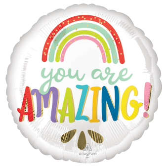 Standard You Are Amazing Rainbow Foil Balloon S40 Packaged 45 cm