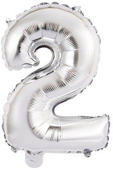 Mini Number 2 Silver Foil Balloon N16 Packaged 34 cm x 24 cm Mini Number 2 Silver Foil Balloon N16 Packaged 34 cm x 24 cm