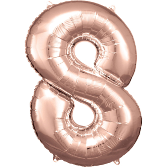 Large Number 8 Rose Gold Foil Balloon N34 Packaged 86 cm x 57 cm Large Number 8 Rose Gold Foil Balloon N34 Packaged 86 cm x 57 cm