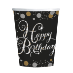 8 Cups Happy Birthday Sparkling Celebrations Paper gold 250 ml