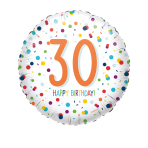 Standard EU Confetti Bday 30 Foil Balloon S40 Packaged 43 cm