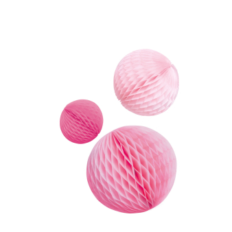 3 Honeycomb Decorations Hot Pink Paper 14 cm / 18 cm / 22 cm 3 Honeycomb Decorations Hot Pink Paper 14 cm / 18 cm / 22 cm