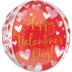 Orbz Watercolour Happy Valentine's Day Foil Balloon G20 Packaged 38cm x 40cm