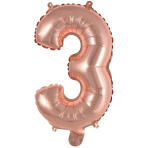Mini Number 3 Rose Gold Foil Balloon N16 Packaged 34 cm x 21 cm