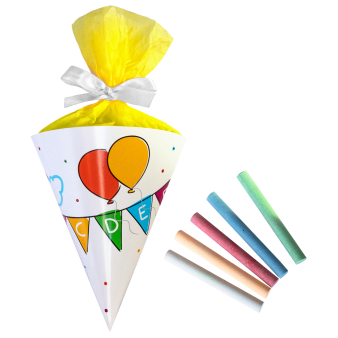 Mini School Cone filled with Chalk School Start Paper / Chalk 21 x 12 cm Mini School Cone filled with Chalk School Start Paper / Chalk 21 x 12 cm