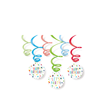 6 Swirl Decorations Confetti Birthday Foil / Paper 80 cm 6 Swirl Decorations Confetti Birthday Foil / Paper 80 cm