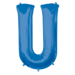 SuperShape Letter U Blue Foil Balloon L34 Packaged 58cm x 83cm