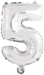 Mini Number 5 Silver Foil Balloon N16 Packaged 34 cm x 22 cm