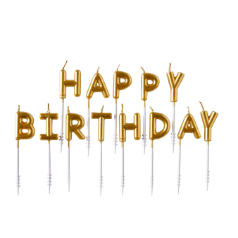 13 Letter Candles Happy Birthday Gold Height 7.3 cm 13 Letter Candles Happy Birthday Gold Height 7.3 cm