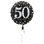 Standard Holographic Sparkling Birthday 50 Foil Balloon S55 Packaged 45 cm