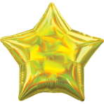 Standard Holographic Iridescent Yellow Star Foil Balloon S55 Bulk