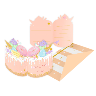 8 Invitations & Envelopes Crazy Cake Paper 8 Invitations & Envelopes Crazy Cake Paper