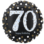 Standard Holographic Sparkling Birthday 70 Foil Balloon C55 Packaged 43 cm