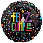 Standard Feliz Cumpleanos Confeti Foil Balloon S40 Packaged 43 cm