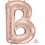 SuperShape Letter B Rose Gold Foil Balloon L34 Packaged 58cm x 86cm