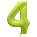 Large Number 4 Neon Yellow Foil Balloon N35 Packaged 34IN 86 cm x 70 cm