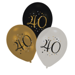 6 Latex Balloons 40 Starlight Birthday 27.5 cm / 11"
