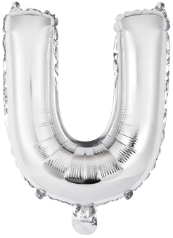 Mini Letter U Silver Foil Balloon N16 Packaged 31 cm x 27 cm