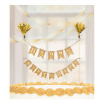Cake Decoration Pennant Banner Paper / Wood Gold 15 x 20 cm