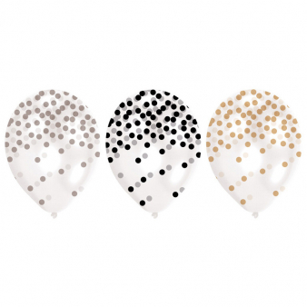 6 Latex Balloons Golden Wishes 22.8 cm / 9"