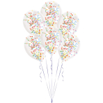 6 Latex Balloons Clear Confetti Filled assorted (1 g per Ballon) 27.5 cm / 11"