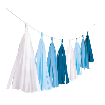 Garland Tassel Sky Blue Paper 304 cm Garland Tassel Sky Blue Paper 304 cm