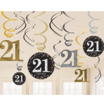 12 Swirl Decorations 21 Sparkling Celebration Gold Foil / Paper 61 cm