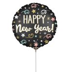 9" Confetti Satin New Year Foil Balloon A15 airfilled 23 cm