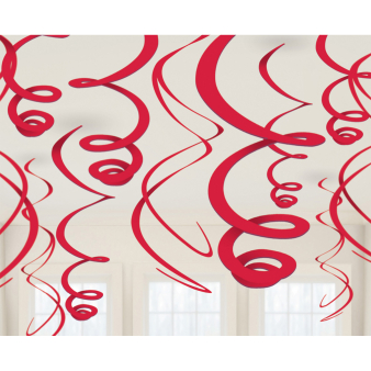12 Swirl Decorations Apple Red Foil 55.8 cm