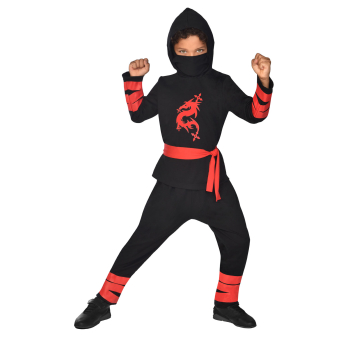 Childrens Costume Ninja Warrior Black 8-10 Years