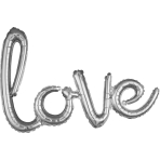 Phrases "Script Phrase LOVE Silver" Foil Balloon P20 Packaged 78x53cm