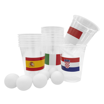 Drinking Game Beer Pong Set Country with 24 Cups, 6 Balls and Flag Stickers Plastic Cups Drinking Game Beer Pong Set Country with 24 Cups, 6 Balls and Flag Stickers Plastic Cups