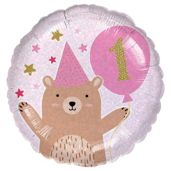 Standard Holographic 1st Birthday Cupcake Girl Foil Balloon C55 Packaged 43 cm Standard Holographic 1st Birthday Cupcake Girl Foil Balloon C55 Packaged 43 cm