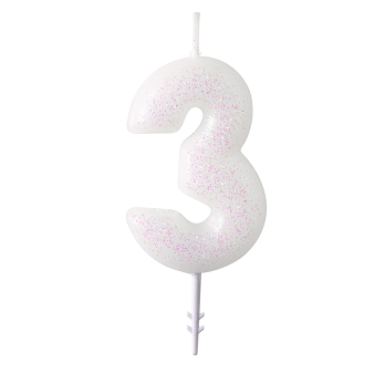 Numeral Candle 3 Glitter Height 6.5 cm Numeral Candle 3 Glitter Height 6.5 cm