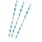 12 Drinking Straws Aqua Glamor Paper 19.7 cm