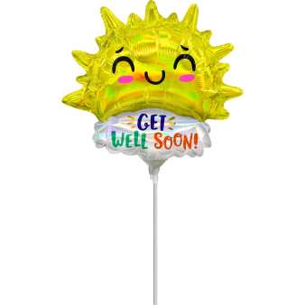 Mini Shape Holographic Iridescent Get Well Happy Sun Foil Balloon A30 Bulk 25 cm x 22 cm Mini Shape Holographic Iridescent Get Well Happy Sun Foil Balloon A30 Bulk 25 cm x 22 cm