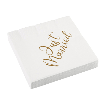 16 Napkins "Just Married" Wedding 33 x 33 cm Paper