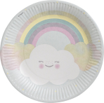 8 Plates Rainbow & Cloud Round Paper 23 cm
