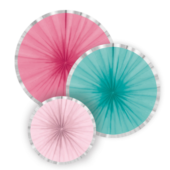 3 Fan Decorations Flamingo Paradise Paper 16 cm / 28 cm / 35 cm