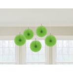 5 Fan Decorations Kiwi Green Paper 15.2 cm