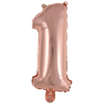 Mini Number 1 Rose Gold Foil Balloon N16 Packaged 35 cm x 16 cm