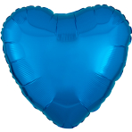 Standard Metallic Blue Heart Foil Balloon C16 Packaged 43 cm