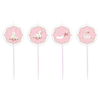 4 Mini Character Candles Princess for a Day Height 7 cm