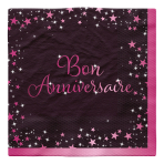 16 Napkins Starlight Birthday Pink Bon anniversaire 33 x 33 cm