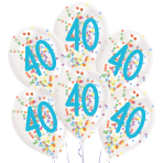 6 Latex Balloons Droplets 40 Confetti Birthday 1C Confetti Filled Paper 27.5 cm / 11"
