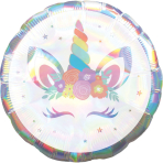 Standard Holographic Iridescent Iridescent Unicorn Party Foil Balloon S55 Packaged 43 cm