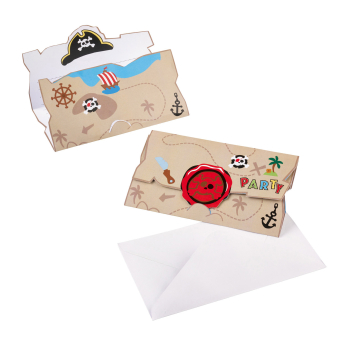 8 Invitations & Envelopes Pirate Paper 7.9 x 14.1 cm